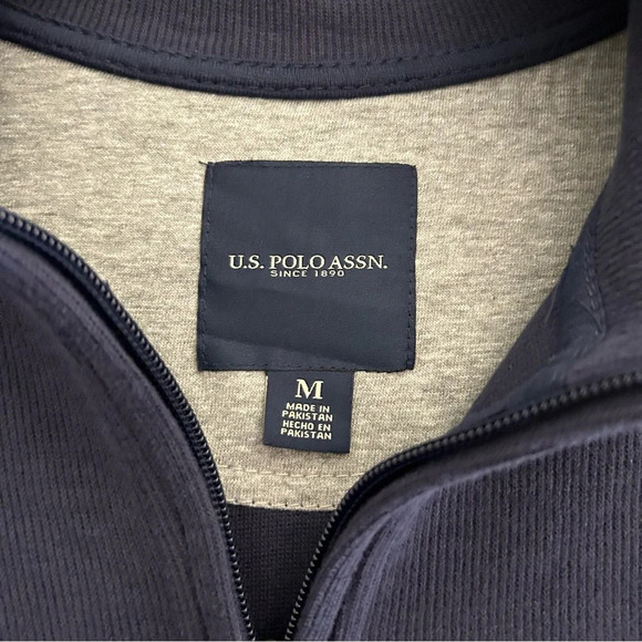 NWT U.S. Polo Assn. Pullover Sweatshirt Ribbed Small Pony Size Medium 1/4 zip - Picture 3 of 10